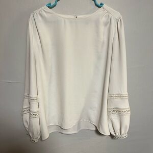 Ann Taylor Cream Blouse with Lace Detail